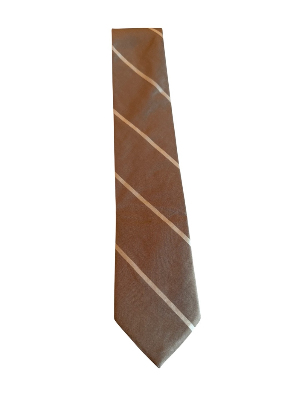 Pierre Cardin Brown Tie with Cream Diagonal Stripes